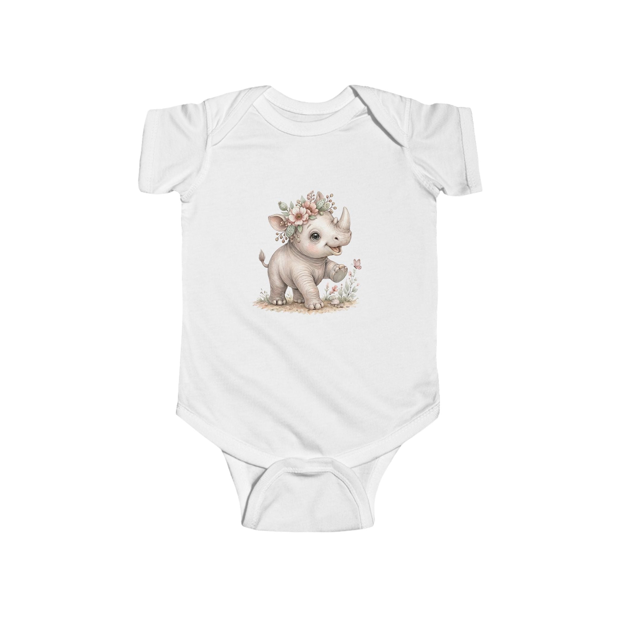 Babella™ Safari Floral Rhino Baby Bodysuit
