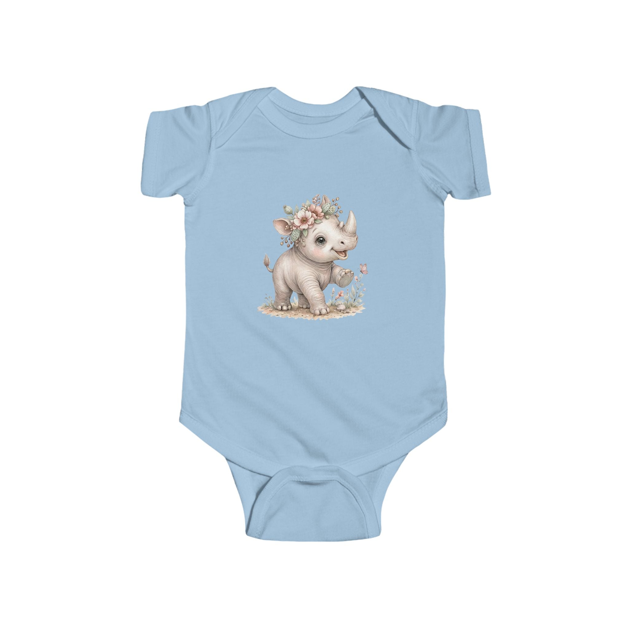Babella™ Safari Floral Rhino Baby Bodysuit