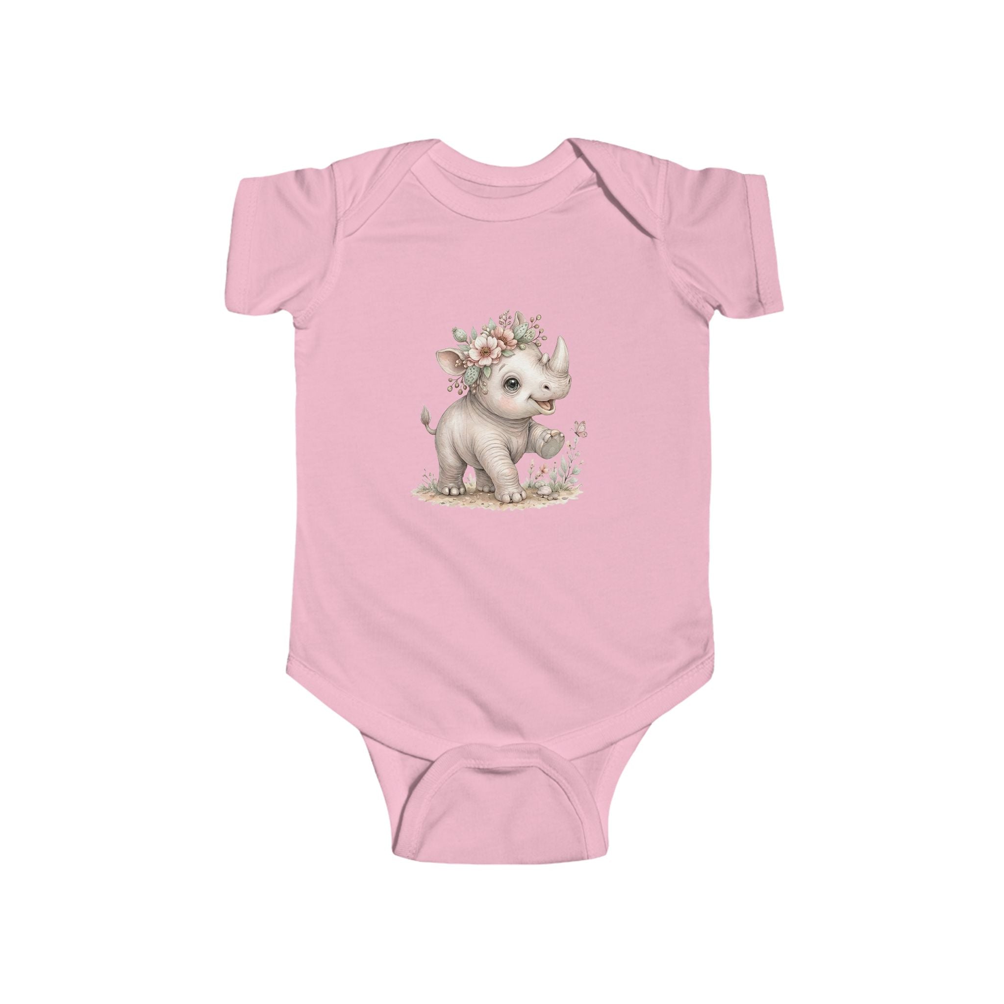 Babella™ Safari Floral Rhino Baby Bodysuit