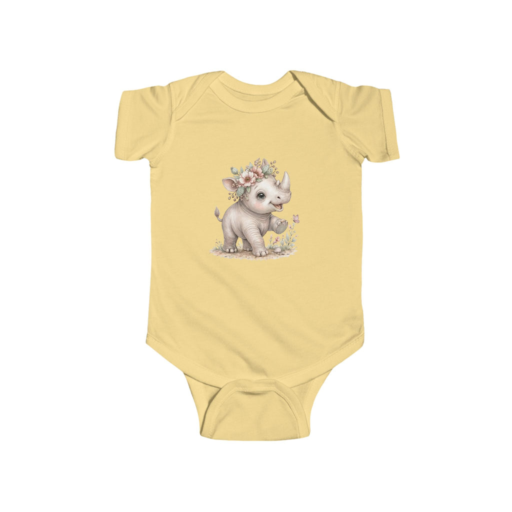 Babella™ Safari Floral Rhino Baby Bodysuit