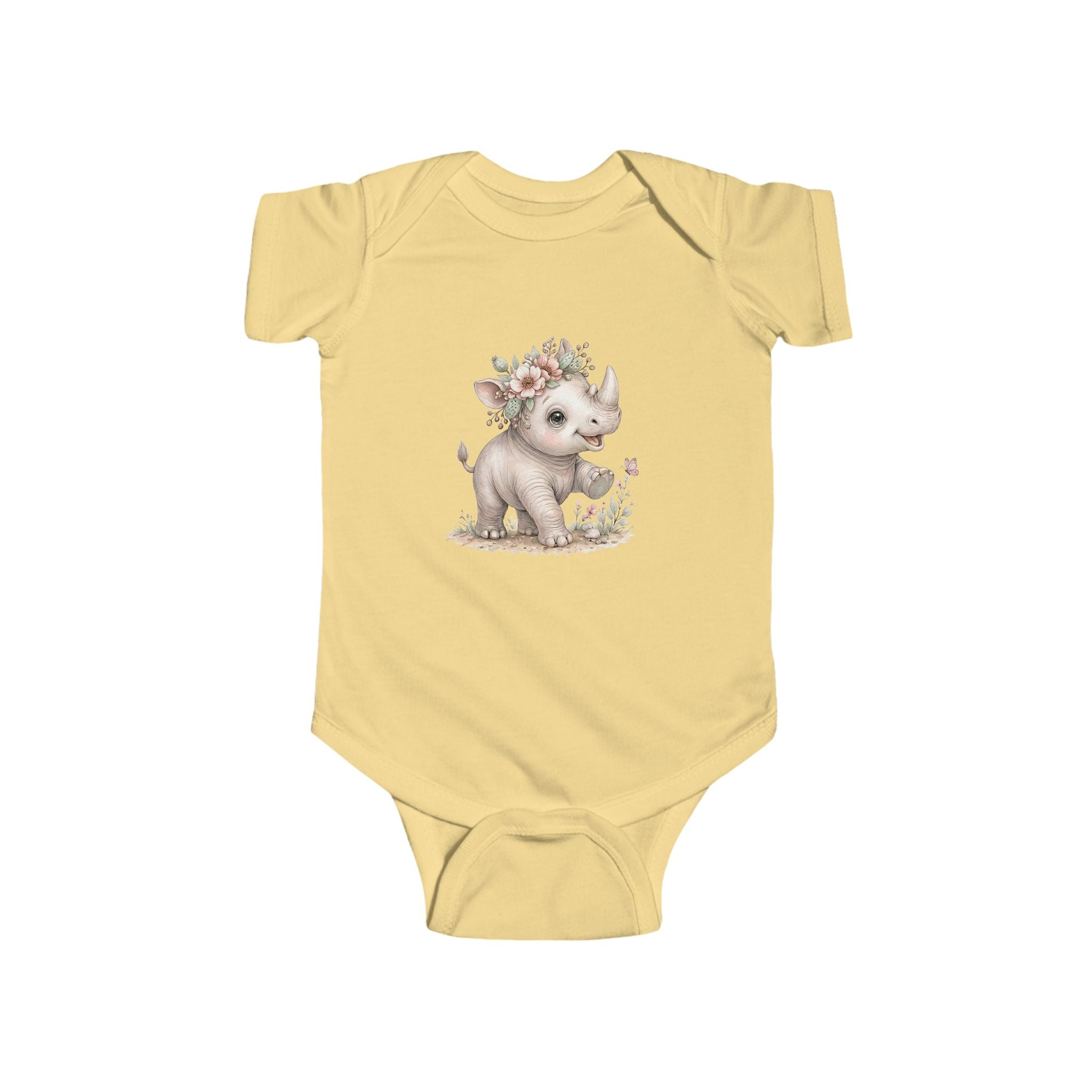 Babella™ Safari Floral Rhino Baby Bodysuit